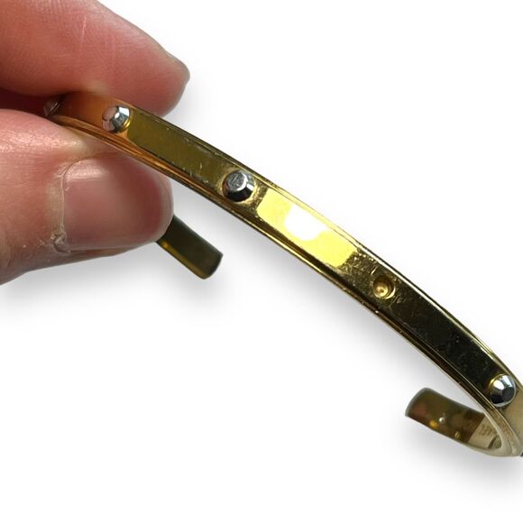 Michael Kors Womens Cuff Bangle Bracelet Heritage Astor Studded Open Gold Steel - Picture 5 of 9